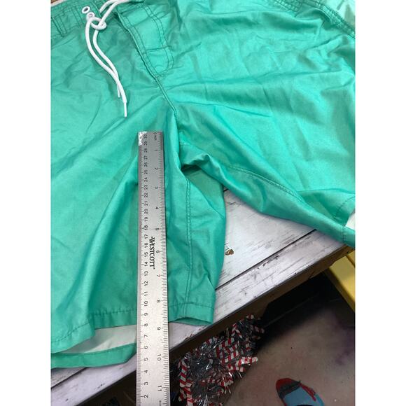 Hollister Board Shorts Men 36 Green Nylon Tie Waist Pocket Swim Surf Shorts - Picture 4 of 6